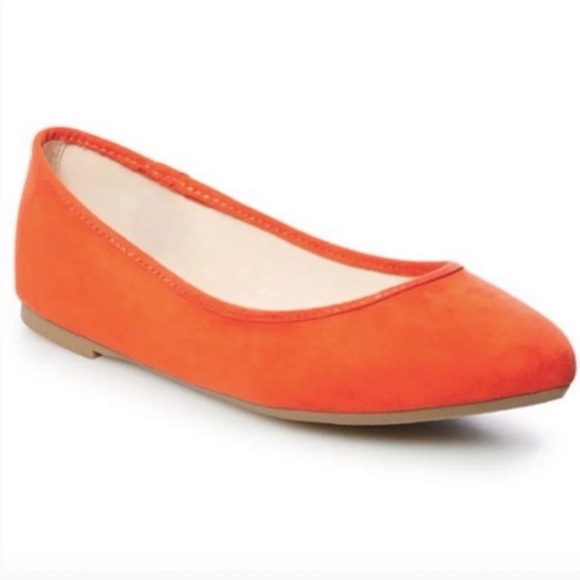 ♡ Orange Almond Toe Flats ♡